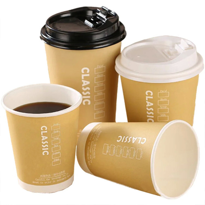 Bicchierini Caffe 8oz/12oz/14oz/16oz/22oz tazza di carta kraft usa e getta doppia tazza di carta per bevande calde